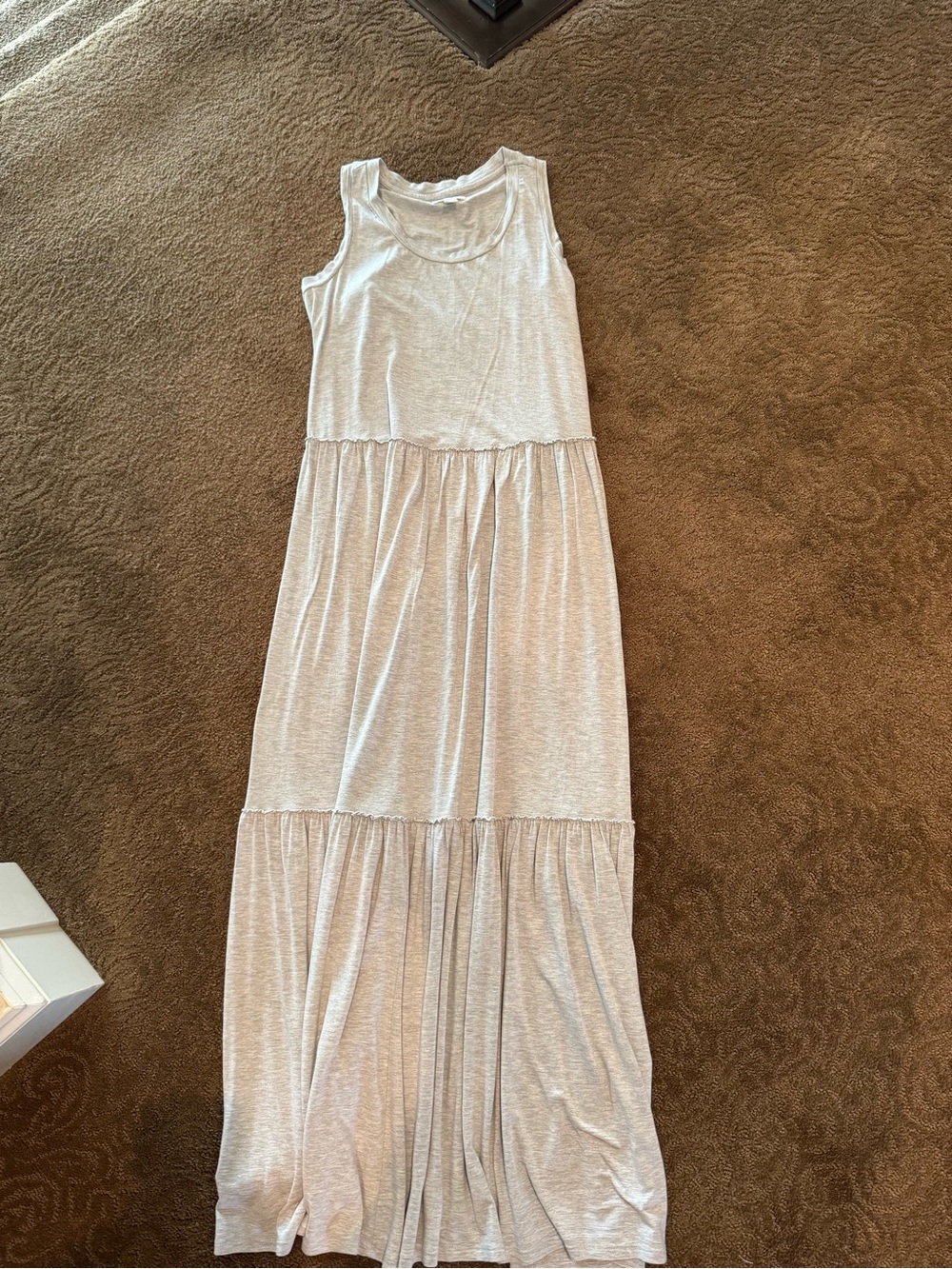 Cupio Light Gray Sleeveless Tiered Maxi Dress